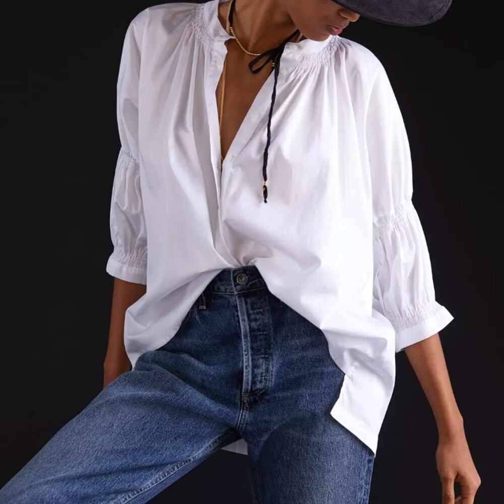 Harshman Anthropologie Puff-Sleeved Buttondown Size S